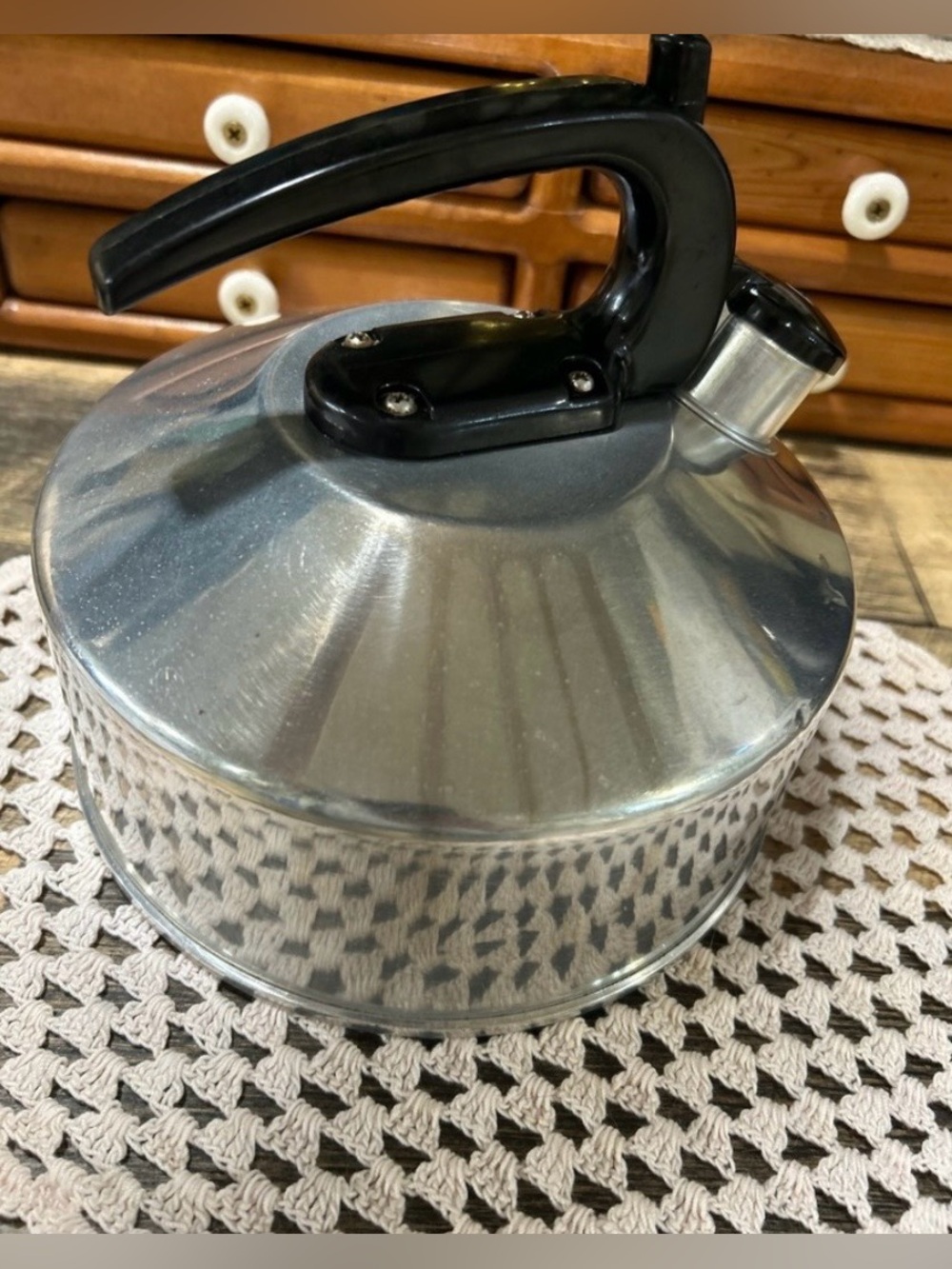 Vintage Stainless Steel Whistling Tea Kettle Tested Working